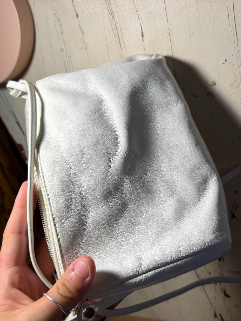 Vintage white leather purse